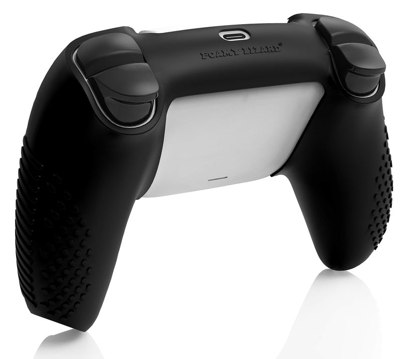 Foamy Lizard SensePro PS5 Controller Skin | Dock Compatible, Soft Flat Anti-Slip Studded Silicone Gel Grip Cover for PlayStation 5 Dualsense, Rubber Protector Plus 8 Raised Thumb Grip Caps (Black) - Image 4