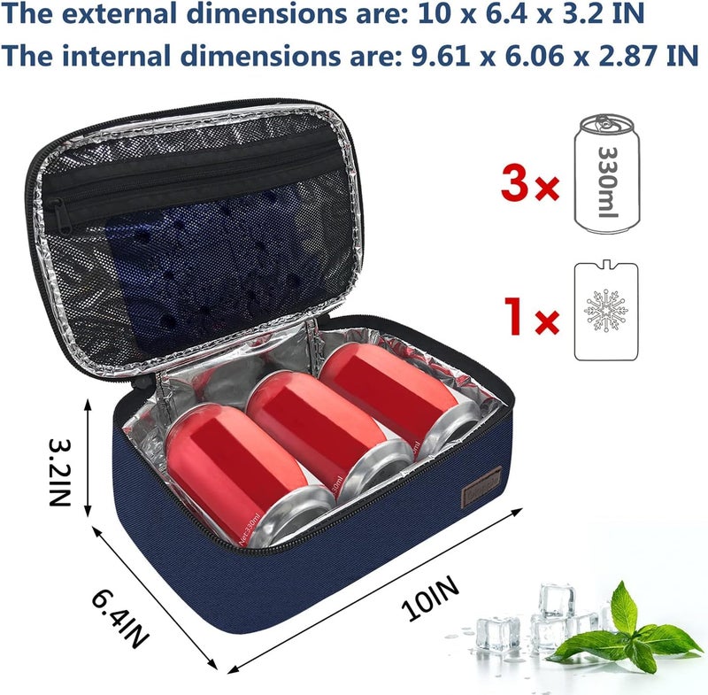 Gloppie Mini Lunchbox Small Lunch Bag for Men Women Insulated Lunch Box Thermal Lunch Boxes Adult Portable Cooler Bags Reusable Snack Bag, Blue - Image 4