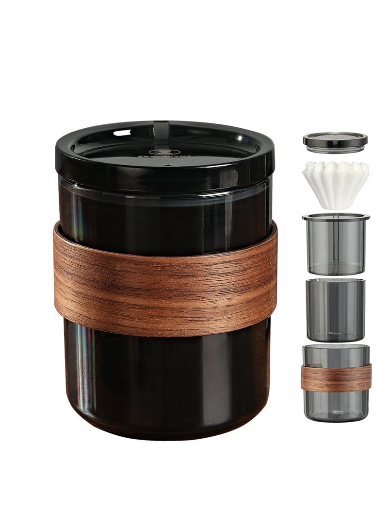 KASTWAVE صانع القهوة اليدوي للسفر مع فلتر دائم طرق سهلة لصنع القهوة يدويًا صانع القهوة بالتنقيط للتخييم والسفر والمكتب والعائلة - Image 1