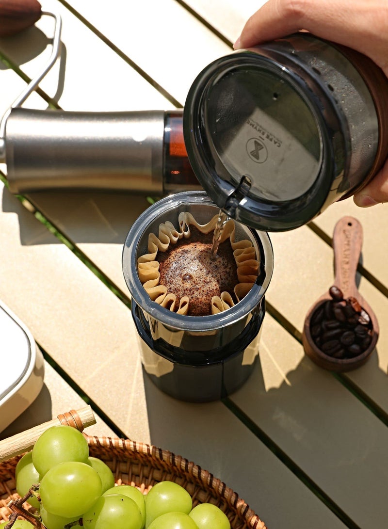 KASTWAVE صانع القهوة اليدوي للسفر مع فلتر دائم طرق سهلة لصنع القهوة يدويًا صانع القهوة بالتنقيط للتخييم والسفر والمكتب والعائلة - Image 4