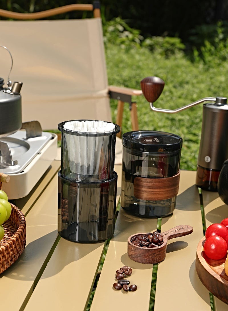 KASTWAVE صانع القهوة اليدوي للسفر مع فلتر دائم طرق سهلة لصنع القهوة يدويًا صانع القهوة بالتنقيط للتخييم والسفر والمكتب والعائلة - Image 3