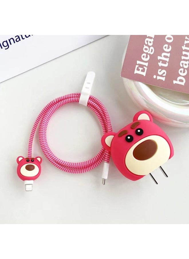 Generic - 2024 Four-piece Charger Protective Cover For Apple 15 Fast Charging Protective Cover 18W/20W Charger-Specifications:85.5w Dinosaur (set Of Four) Big And Small Heads + 1.4m Wire Rope + Tie - Image 1