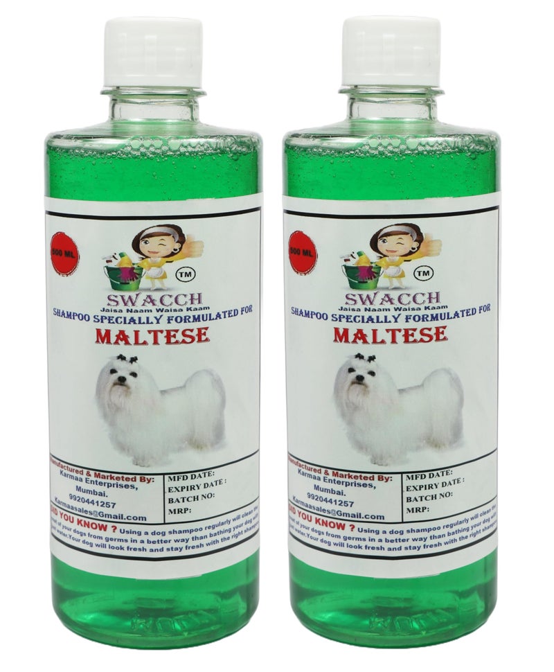 swacch Shampoo | Puppy Safe Shampoo | PH Balanced | Ditch to Itch for Maltese Dog Shampoo 500ml Pack of 2 (Neem Alovera) + Spike Ball Chew Toy Combo Pack - Image 2
