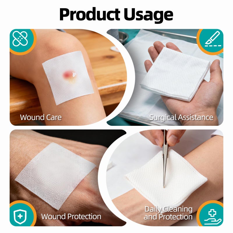 General Medi Sterile Gauze Sponges, 4 x 4 Non-Woven Wound Pads - Individually Wrapped Highly Absorbent Sponges Pads for Cushioning Minor Wounds, Cuts u0026 Burns Wound Care (60 Packs, 120 Pieces Total) - Image 4