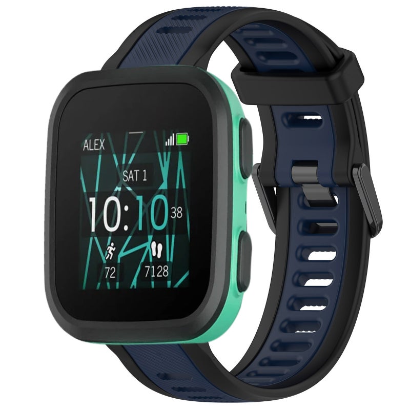 إيروريكس سوار ساعة Garmin Bounce 20 مم من السيليكون المزخرف بلونين (أزرق داكن + أسود) - Image 1