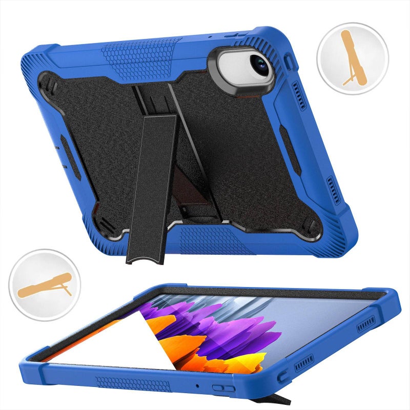 erorex For Xiaomi Redmi Pad 2 Shockproof Silicone Hybrid Pc Tablet Case With Holder(Black + Dark Blue) - Image 3