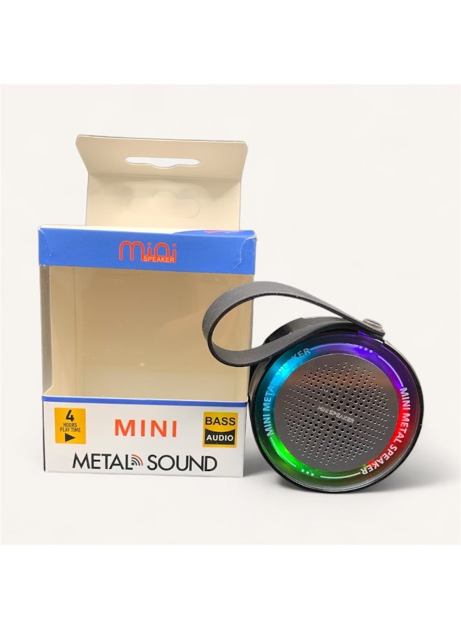 Mini Metal Bluetooth Speaker with LED Light and Carrying Strap - Image 3