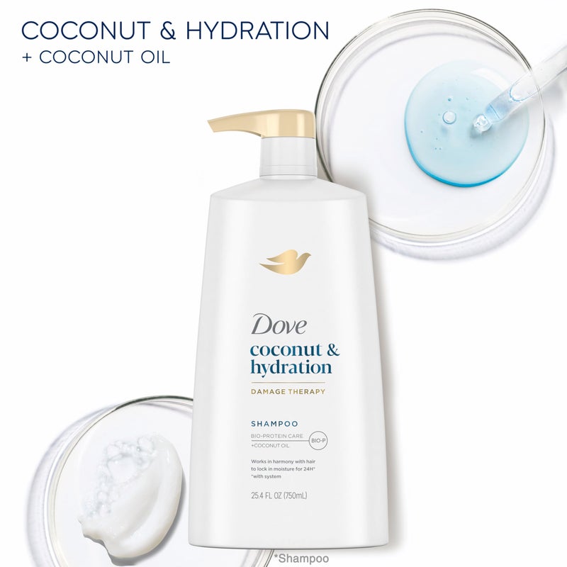Dove Ultra Care Shampoo Coconut and Hydration for Dry Hair Shampoo with Oil Blend of Coconut, Jojoba & Sweet Almond 25.4 oz - Image 3