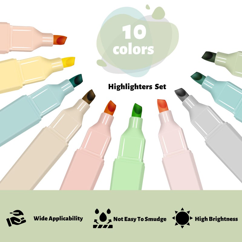 Piochoo Highlighters Assorted Colors,10Pcs Bible Highlighters and Pens No Bleed, Assorted Colors, Pastel Set, Cute Marker Pens for School Journaling - Image 4
