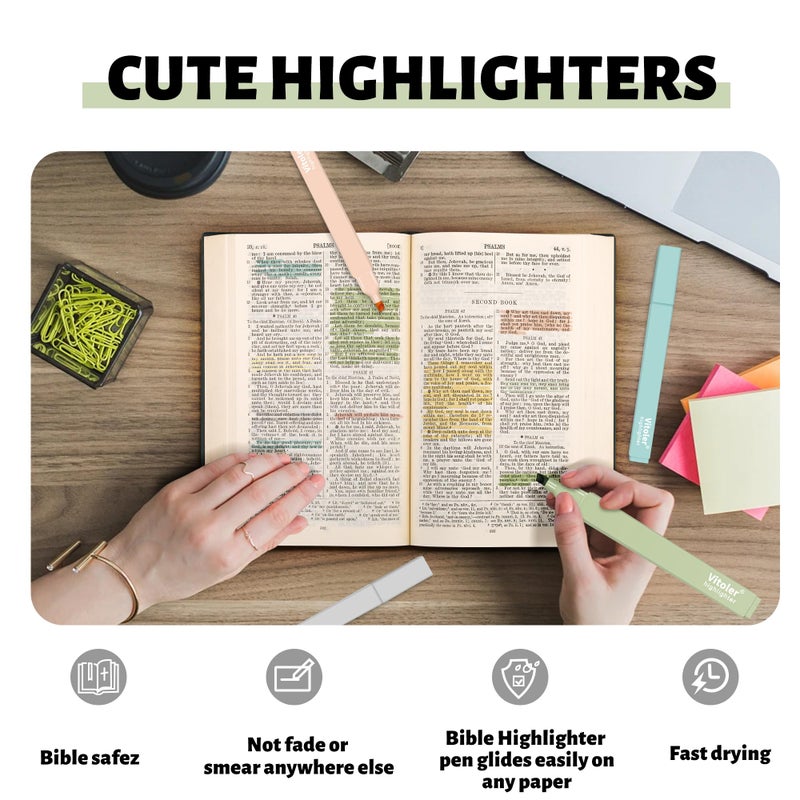 Piochoo Highlighters Assorted Colors,10Pcs Bible Highlighters and Pens No Bleed, Assorted Colors, Pastel Set, Cute Marker Pens for School Journaling - Image 3
