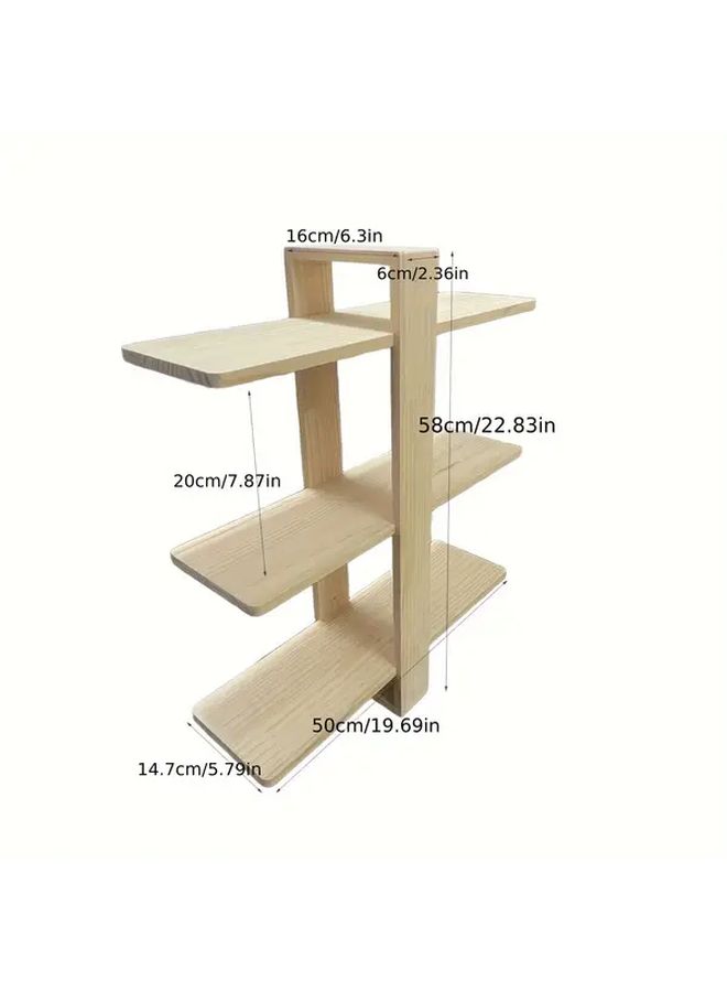 3 Tier Wall Mounted Floating Shelves Recycled Pine Wood Modern Natural Wood Grain Shelving Unit 20 Inch Large Storage Display Shelf for Bedroom Living Room Office Bathroom No Assembly Required Versatile Minimalist Design Sleek Finish - Image 2