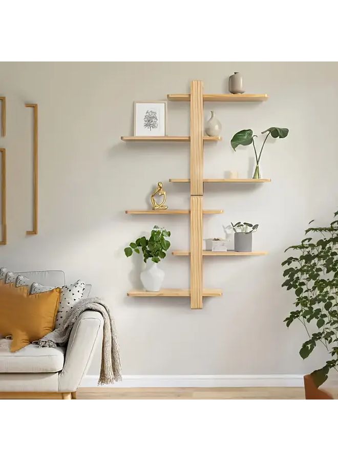 3 Tier Wall Mounted Floating Shelves Recycled Pine Wood Modern Natural Wood Grain Shelving Unit 20 Inch Large Storage Display Shelf for Bedroom Living Room Office Bathroom No Assembly Required Versatile Minimalist Design Sleek Finish - Image 5