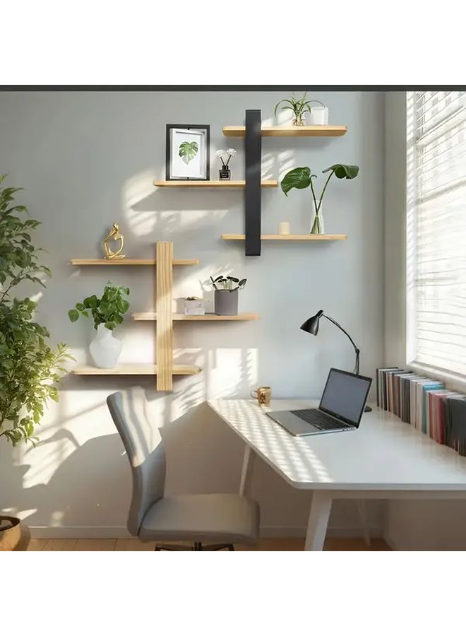 3 Tier Wall Mounted Floating Shelves Recycled Pine Wood Modern Natural Wood Grain Shelving Unit 20 Inch Large Storage Display Shelf for Bedroom Living Room Office Bathroom No Assembly Required Versatile Minimalist Design Sleek Finish - Image 3