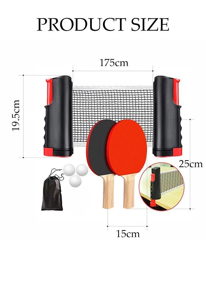 DUNISO Ping Pong Paddle Set,All in One Ping Pong Kit,Portable Table Tennis Set with Retractable Net,Rackets,Balls and Carry Bag,Suitable for Indoor and Outdoor Family Games,Gift for Boy and Girl - Image 2