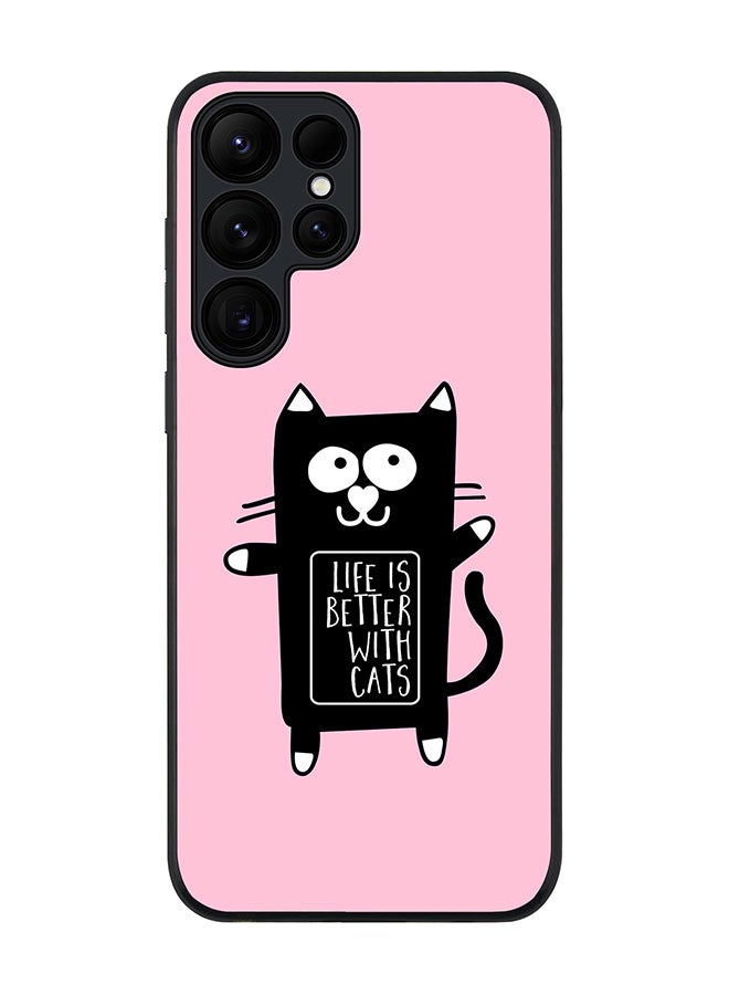 Stylizedd For Samsung Galaxy S25 Ultra 5G Case,Slim fit Camera Protection, Shockproof Thin Phone cover  - Life is better with cats - Image 1