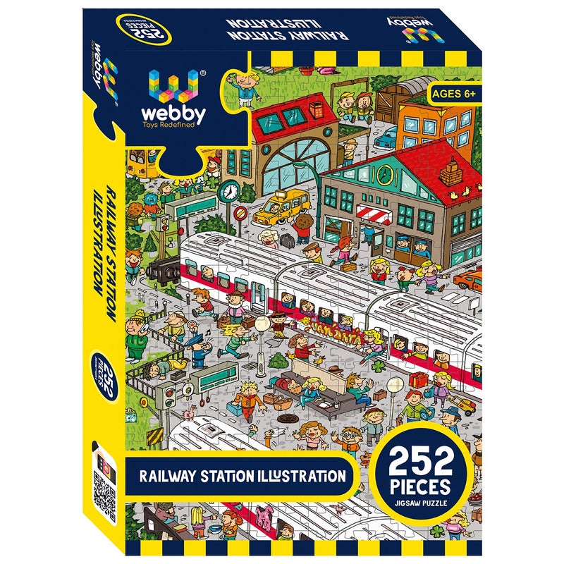 Webby Railway Station Illustration Jigsaw Puzzle for Boys & Girls 252 Pieces - Image 1