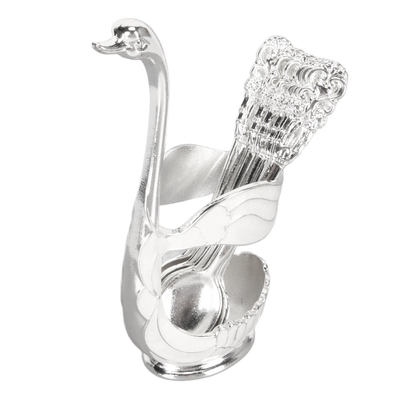 'ensemble أطباق Silver Swan مع حامل بقاعدة البومة - مجموعة ملاعق الشاي ومجموعة ملاعق القهوة لاستخدامها مع القهوة والفواكه والحلويات' - Image 3