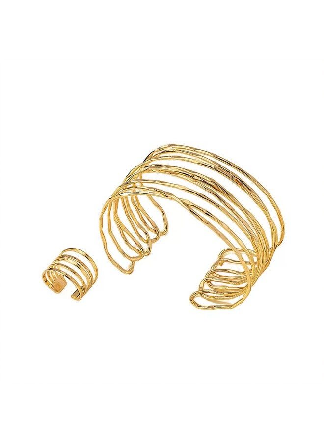 Zeemey 18k Gold Layered Bracelet and Ring for Women - Image 1