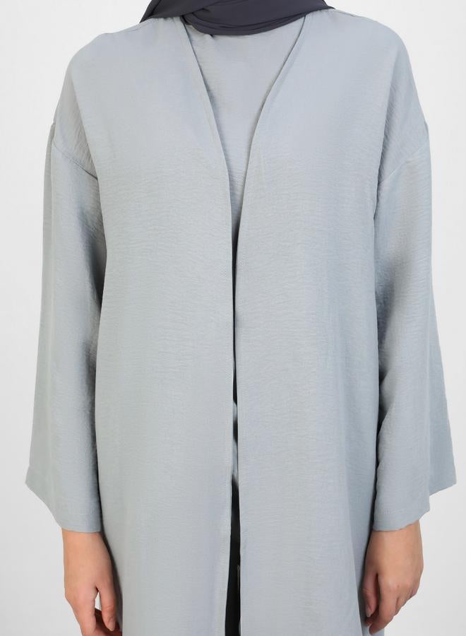 رفقة من مودانيسا طقم رفقة من مودانيسا بلون رمادي، بلوزة بدون أكمام مكشكشة مع كيمونو وبنطلون - Image 4