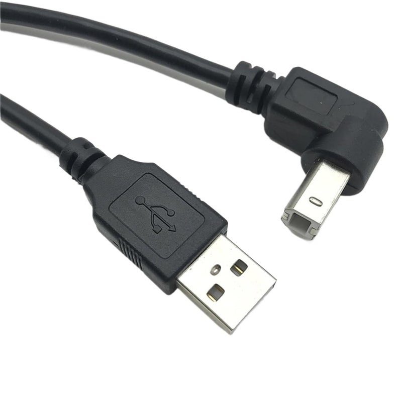 USB 2.0 A Male to USB-B Male 90 Degree Right Angle Printer Short Extension Cable for Printer, Scanner, Mobile HDD and More(0.5M,USB Down) - Image 1