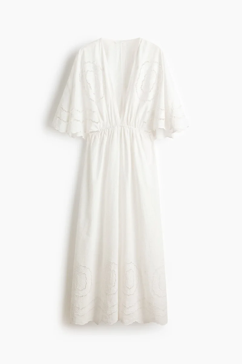 H&M  Cape-detail broderie anglaise dress for Women | Best Price UAE