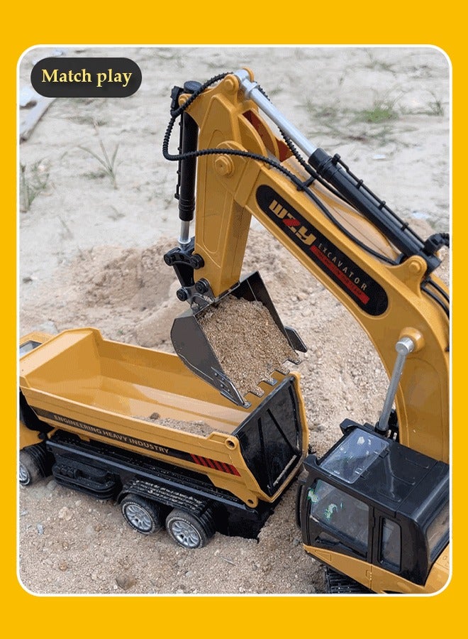 DUNISO لعبة حفارة تحكم عن بعد، مركبة هندسية حفارة لعبة إلكترونية، حفارة هندسية بمحاكاة من سبائك، 6 قنوات، مزودة ببطارية وشاحن، مناسبة للأطفال من 6 إلى 12 سنة - Image 3