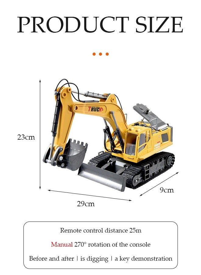 DUNISO لعبة حفارة تحكم عن بعد، مركبة هندسية حفارة لعبة إلكترونية، حفارة هندسية بمحاكاة من سبائك، 6 قنوات، مزودة ببطارية وشاحن، مناسبة للأطفال من 6 إلى 12 سنة - Image 2