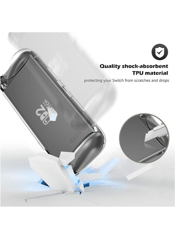 KENSUO Protective Case for Nintendo Switch 2, Clear Cover Protector Switch 2 Accessories, Anti-Scratch, Shock-Absorption, Ergonomic Grip Design, Easy to Install -Clear - Image 3