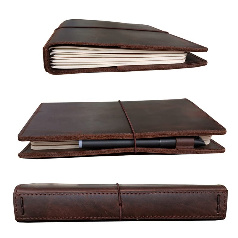 newestor Travelers Notebook Cover with Inner Pockets, Card Slots and Pen Holder, A5 Size, Dark Brown  - Image 5