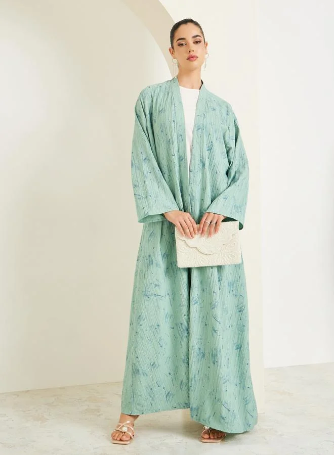 Women Green Textured Abaya