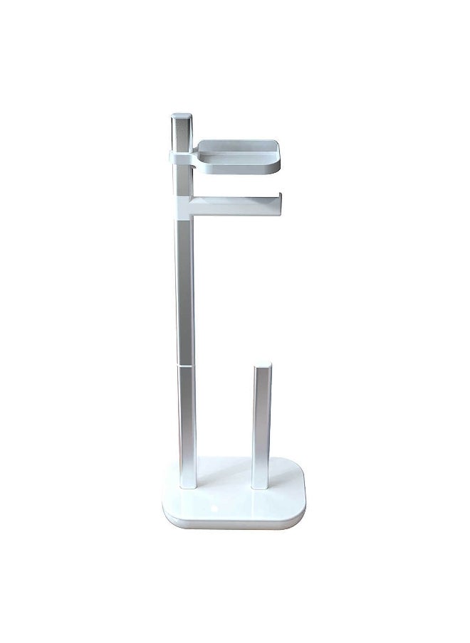 Primanova Sui Sturdy Base Rust Resistant Toilet Paper Holder White and Silver 73 x 25 x 16 cm  - Image 1