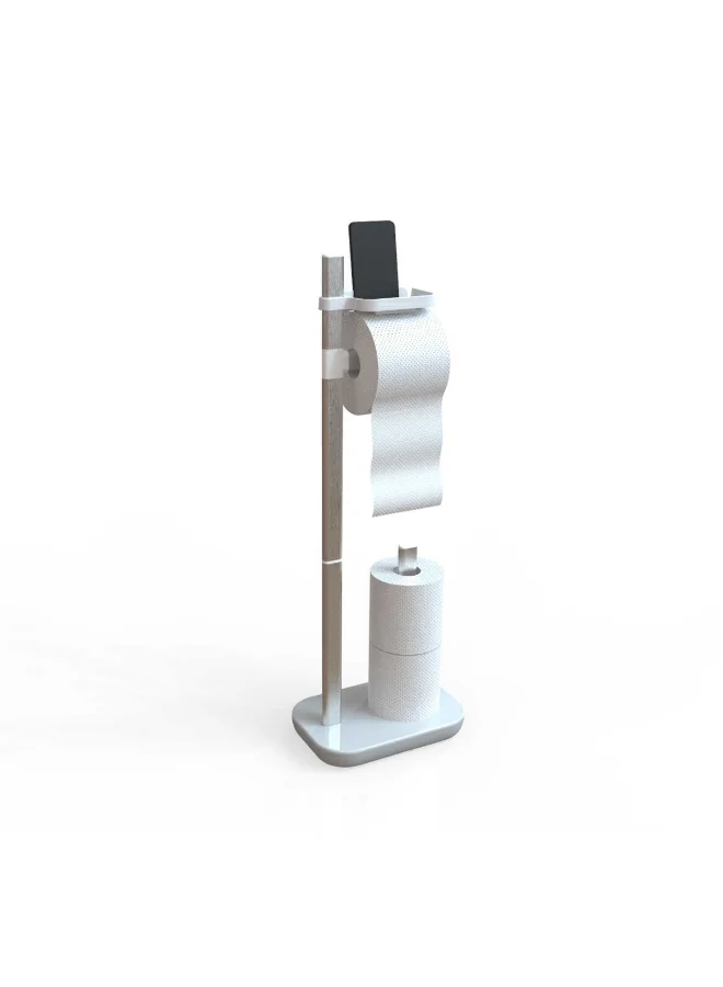 Primanova Sui Sturdy Base Rust Resistant Toilet Paper Holder White and Silver 73 x 25 x 16 cm