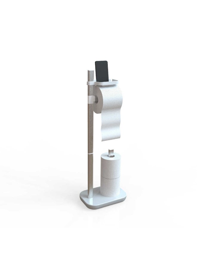Primanova Sui Sturdy Base Rust Resistant Toilet Paper Holder White and Silver 73 x 25 x 16 cm  - Image 2