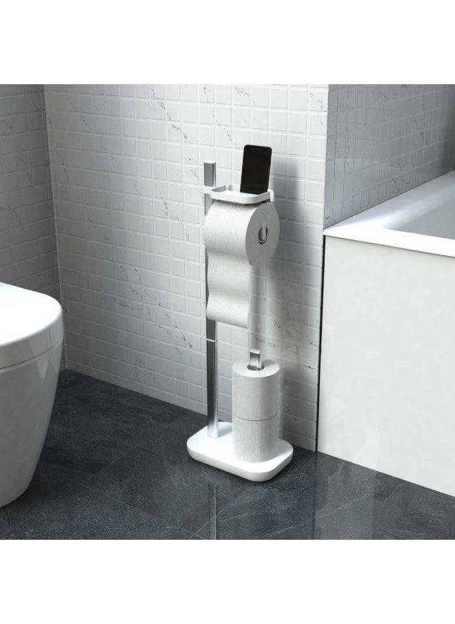 Primanova Sui Sturdy Base Rust Resistant Toilet Paper Holder White and Silver 73 x 25 x 16 cm  - Image 4