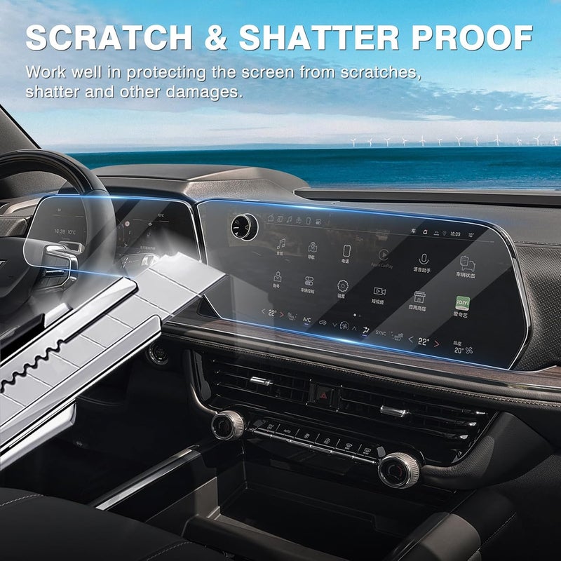 Karltys 【Upgrade 2 Pack Screen Protector for 【No Glare u0026 Fingerprint】 Tempered Glass 2025+ Chevy Tahoe/Suburban 17.7-inch Navi u002611-Inch Dash - Image 4