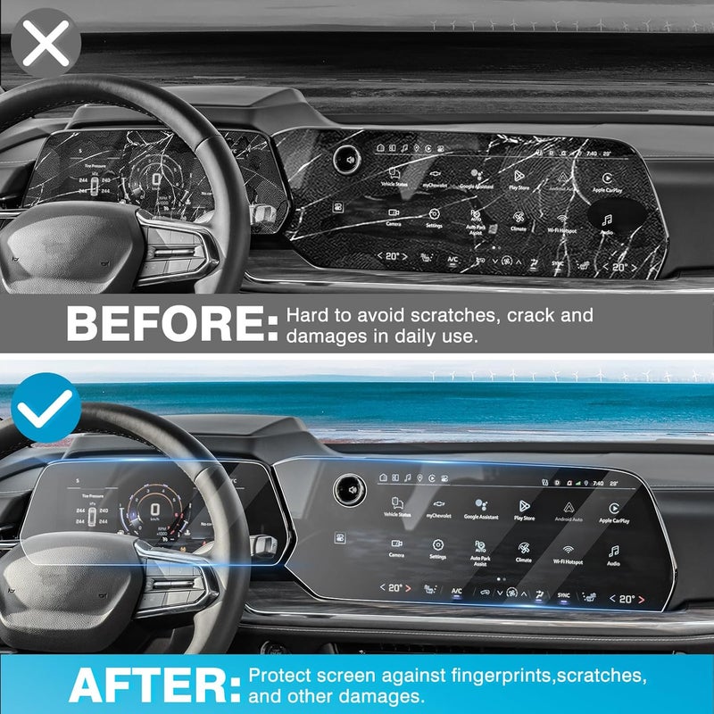 Karltys 【Upgrade 2 Pack Screen Protector for 【No Glare u0026 Fingerprint】 Tempered Glass 2025+ Chevy Tahoe/Suburban 17.7-inch Navi u002611-Inch Dash - Image 3