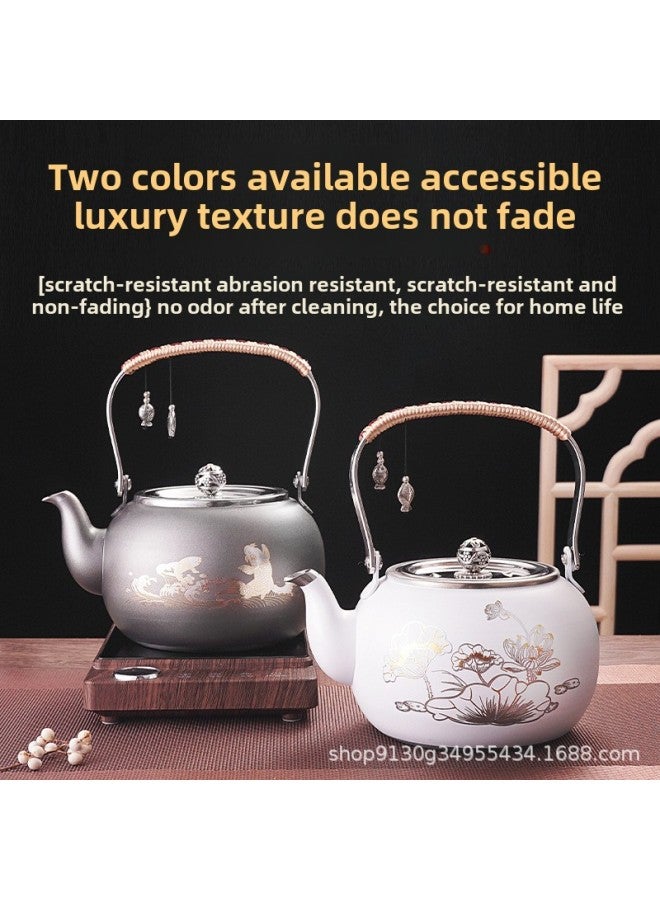 304 Stainless Steel Induction Cooker Boiling Kettle Teapot Flat Bottom Pot Electric Ceramic Stove Kettle Hotel Teapot Coffee Pot-Capacity:304 Material 1.5l White Lotus Pot Without Filter  - Image 3