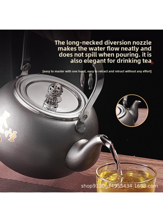 304 Stainless Steel Induction Cooker Boiling Kettle Teapot Flat Bottom Pot Electric Ceramic Stove Kettle Hotel Teapot Coffee Pot-Capacity:304 Material 1.5l White Lotus Pot Without Filter  - Image 2