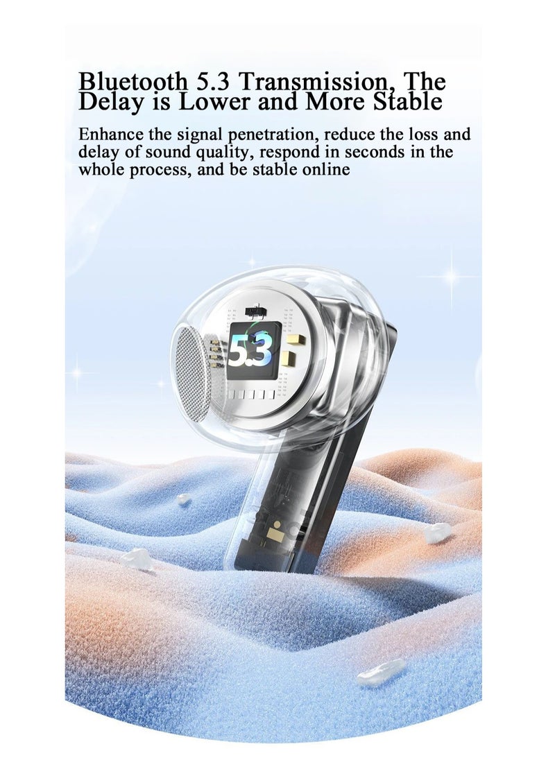 Awei - T87 Mini TWS Bluetooth Earbuds Bluetooth 5.3 Earbuds Waterproof Sport Earphones Touch Control Earbuds Stereo Bluetooth Headset Type-C Charging Earbuds Long Battery Life Earphones White - Image 1