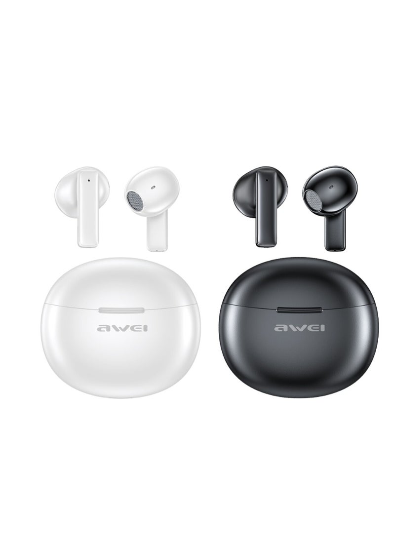 Awei - T87 Mini TWS Bluetooth Earbuds Bluetooth 5.3 Earbuds Waterproof Sport Earphones Touch Control Earbuds Stereo Bluetooth Headset Type-C Charging Earbuds Long Battery Life Earphones White - Image 1