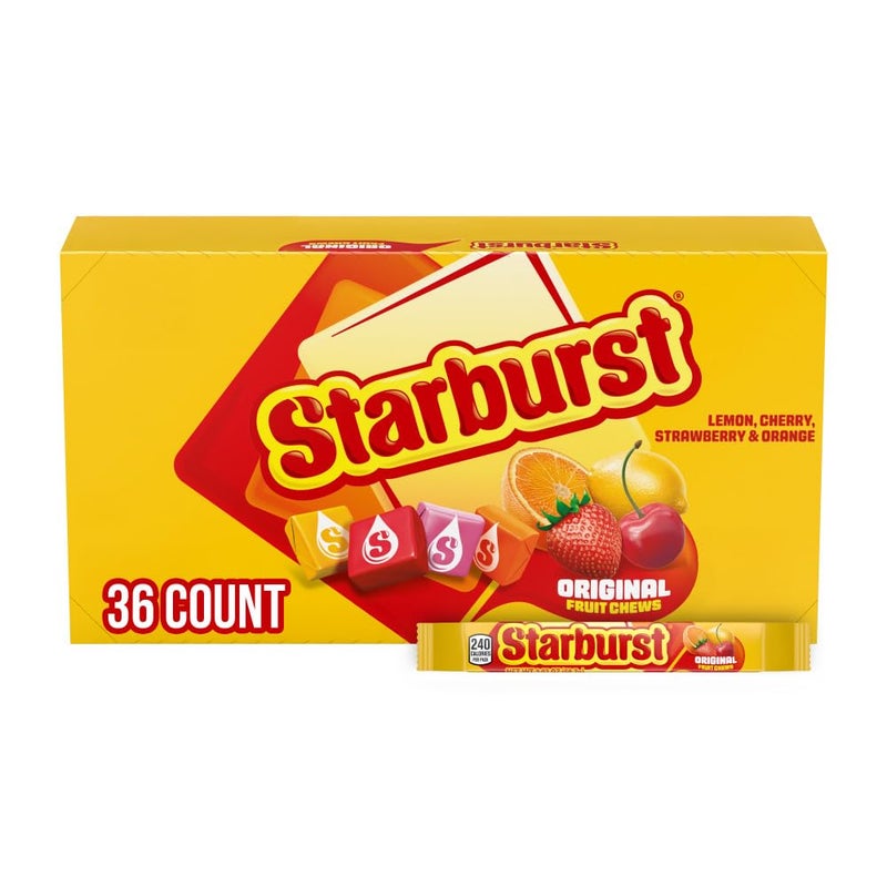STARBURST Original Full Size Fruit Chews Chewy Candy Bulk Candy for Birthdays Road Trips Pantry 207 oz 36 Single Packs - Image 3