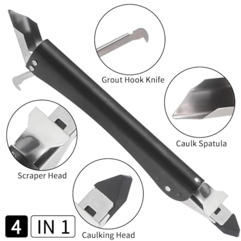 Silicone Caulking Tools, 4 in 1 Silicone Caulk Remover Tool Kit, Stainless Steel Sealant Finishing Smoothing Removal Grout Scraper Tools for Bathroom, Kitchen, Floor, Window, Sink Joint, Frames Seal - Image 3