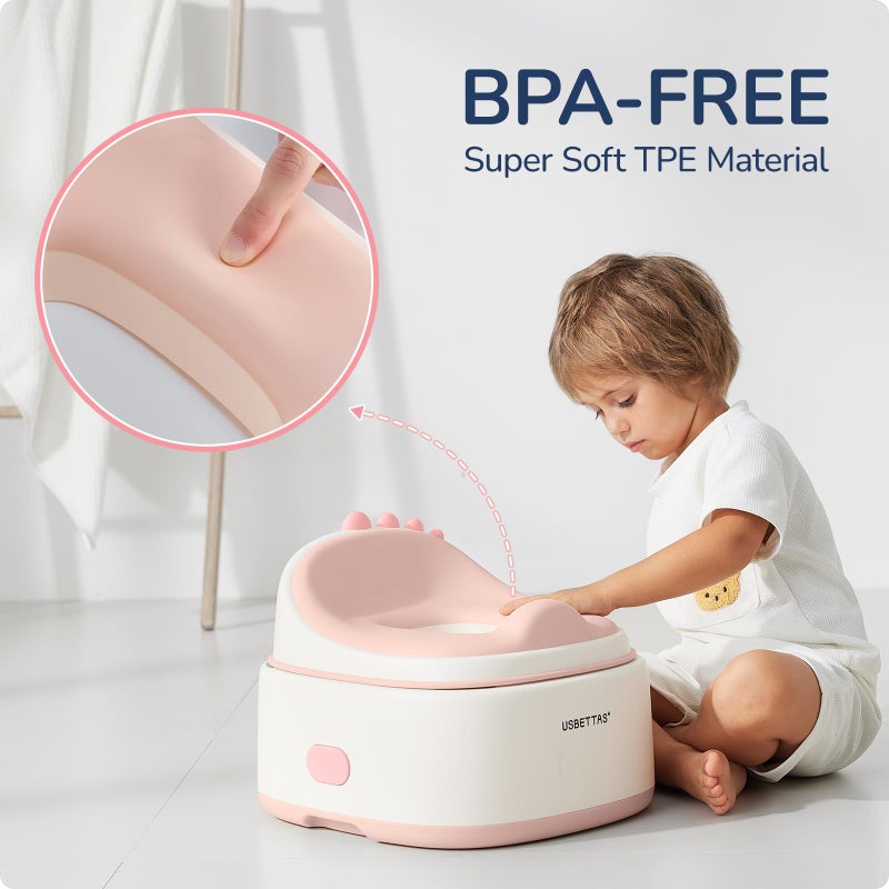 usbettas 3 in 1 Potty Training Toilet, Dinosaur Toddler Potty Training Seat for Boys Girls with Comfortable Cushion, Easy-to-Clean and Anti-Slip Potty Training Step Stool for Toilet (Pink) - Image 3