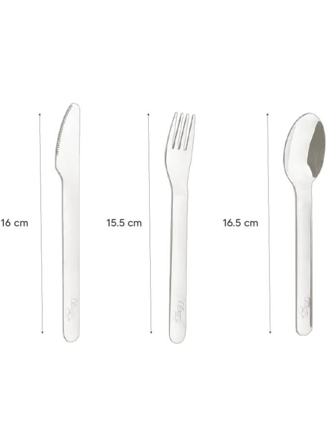 Citron 3 Pieces Stainless Steel Cutlery Set, Silverware Fork, Spoon And Knife Bpa Free Set For Kids - Black  - Image 5