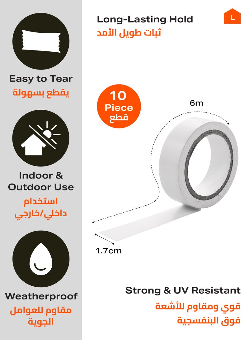 LAWAZIM Snail Electrical Tape - 10 Piece White - Strong Adhesive, Weather Resistant, Stretchable, and Easy to Tear Insulation Tape - Ideal for Wiring, Repairs, Automotive, DIY, and Multipurpose Use - Image 2