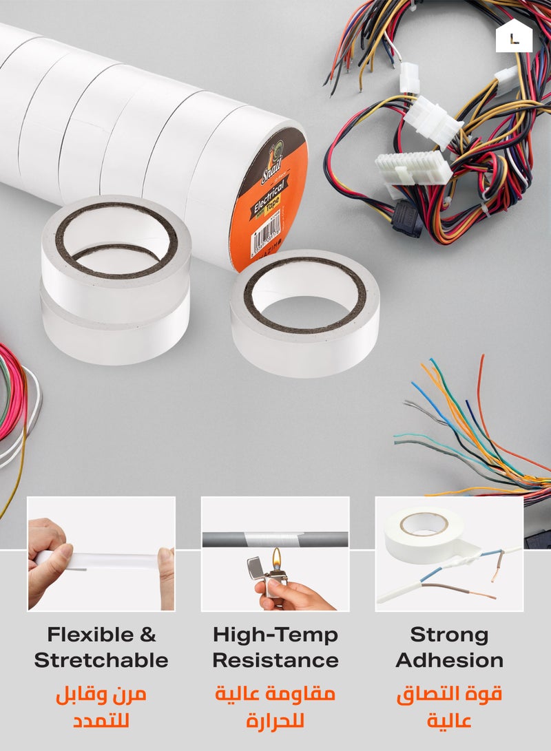 LAWAZIM Snail Electrical Tape - 10 Piece White - Strong Adhesive, Weather Resistant, Stretchable, and Easy to Tear Insulation Tape - Ideal for Wiring, Repairs, Automotive, DIY, and Multipurpose Use - Image 3
