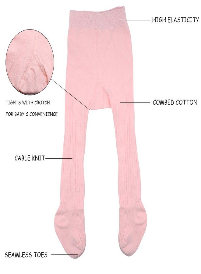 techcity Baby Toddler Girls Tights Seamless Cable Knit Cotton Leggings Pants Stockings for Infant Baby Girl (Pink, 3-12 Months) - Image 5