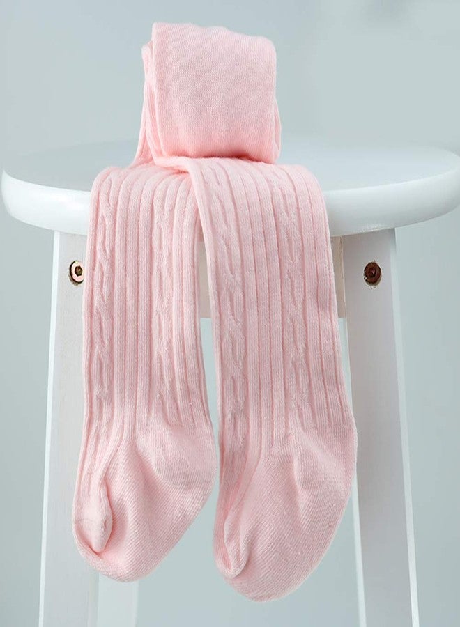 techcity Baby Toddler Girls Tights Seamless Cable Knit Cotton Leggings Pants Stockings for Infant Baby Girl (Pink, 3-12 Months) - Image 4