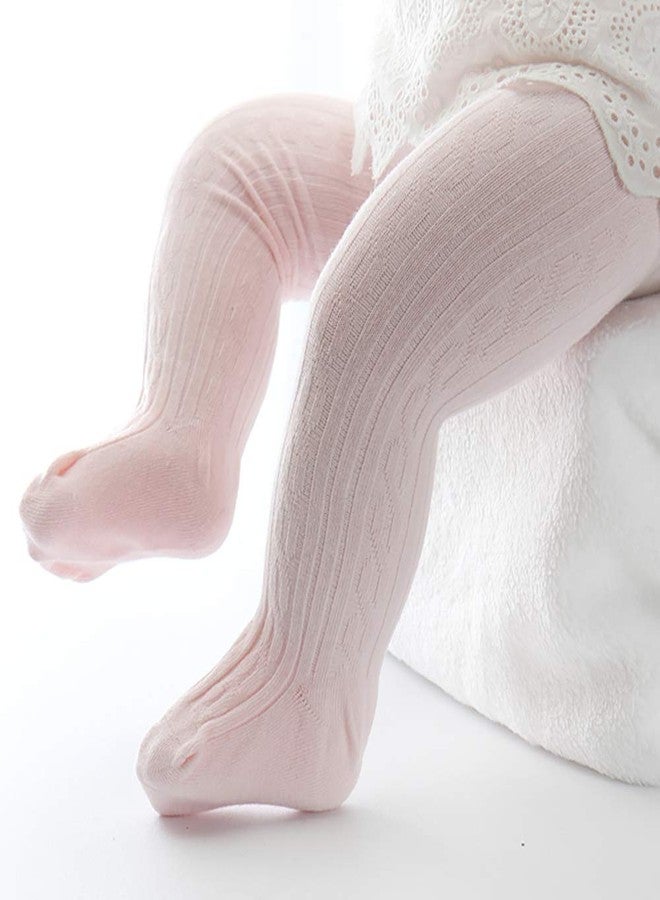 techcity Baby Toddler Girls Tights Seamless Cable Knit Cotton Leggings Pants Stockings for Infant Baby Girl (Pink, 3-12 Months) - Image 2