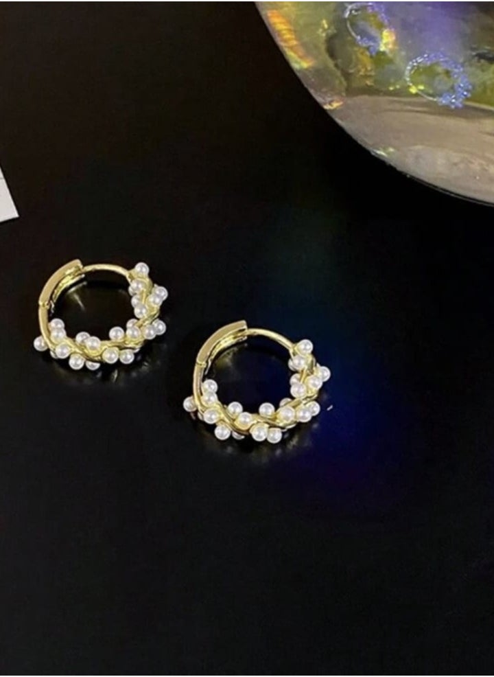 YUCCA New Luxury Mixed Copper Luxury Cotton Loop Earrings with Artificial Pearl for Women  - Image 2